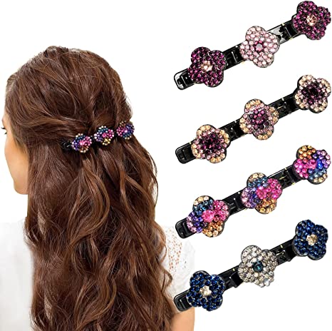 Sparkling Crystal Stone Braided Hair Clips