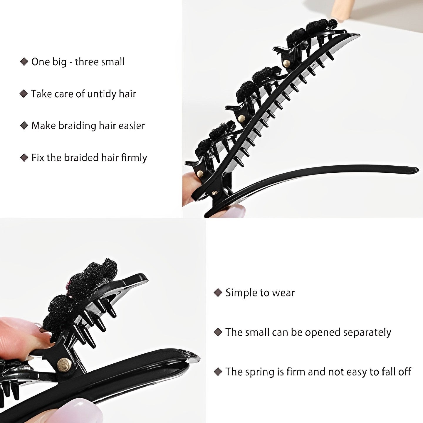 Sparkling Crystal Stone Braided Hair Clips