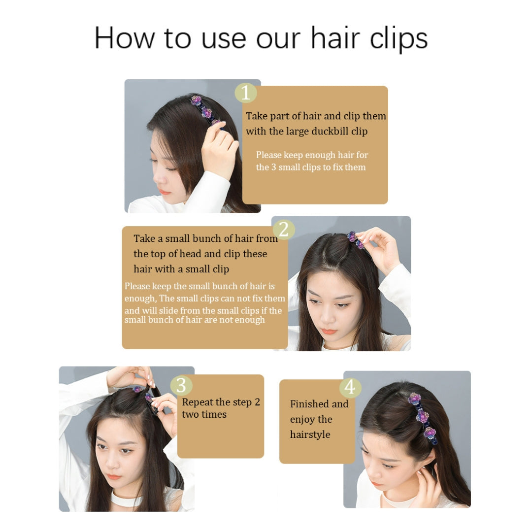 Sparkling Crystal Stone Braided Hair Clips