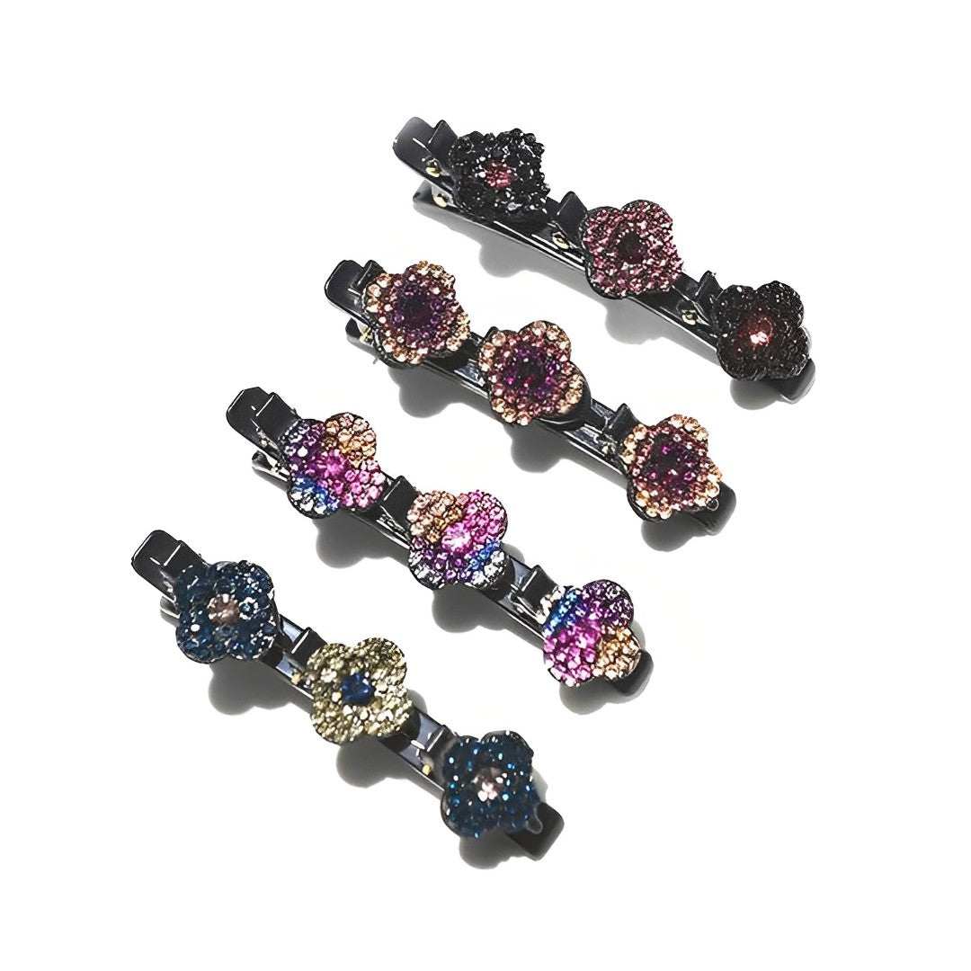 Sparkling Crystal Stone Braided Hair Clips